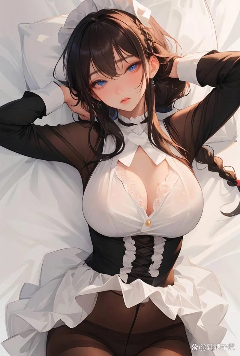 蛋圈 黑发女仆少女动漫插画