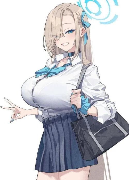 蛋圈 金发蓝蝴蝶结少女动漫插画