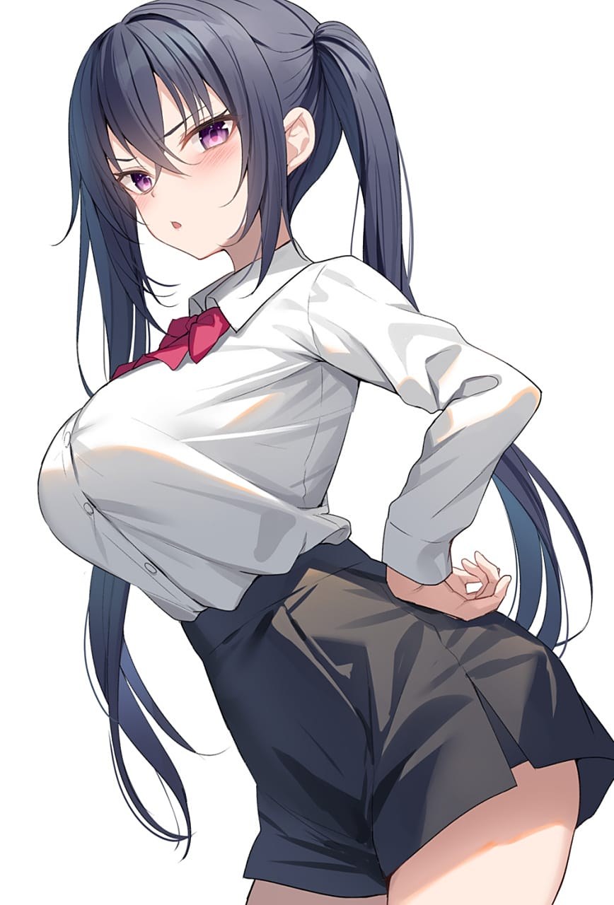 蛋圈 深蓝发双马尾少女动漫插画